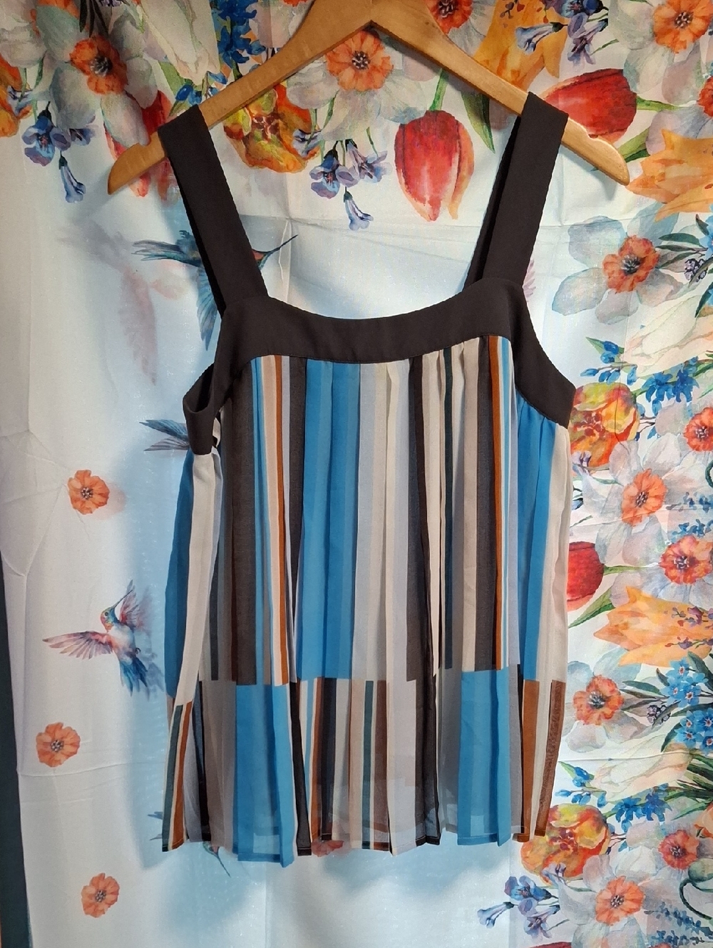 LOFT Striped Sleeveless Top in Blue, Brown & Black Size Xs